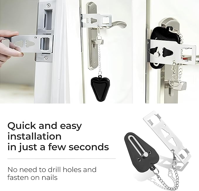 Extra Protection Door Lock – Portable Security Device for Safe Stays in Hotels and Apartments. Provides Instant Safety for Women, Solo Travelers, and Families.
