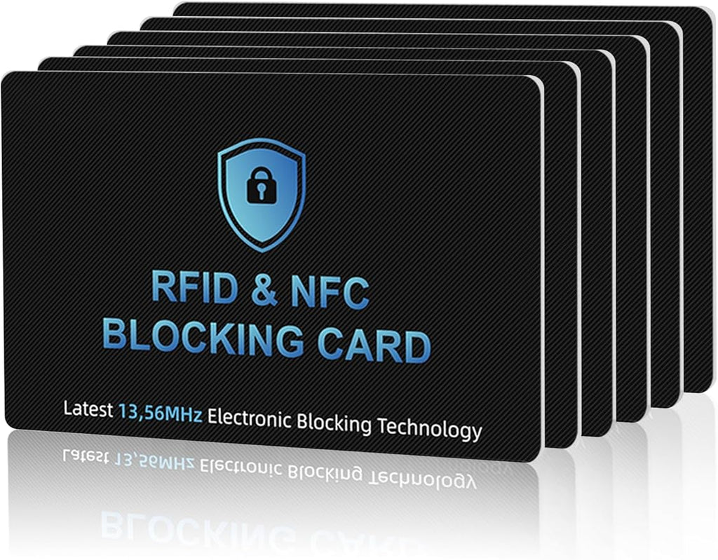 NEW RFID Blocking Card, 6 Pack Fuss Protection for Entire Wallet Shield, Credit Card Protector NFC Bank Debit Blocker, Identity Theft Prevention for Passport Travel Security (6) (6, Black)