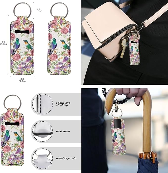 Suobstales 3Pcs Travel Bottles Keychain Holder Set,Travel Bottle Sleeves+Neoprene Chapstick Holders+Lanyard Keychain