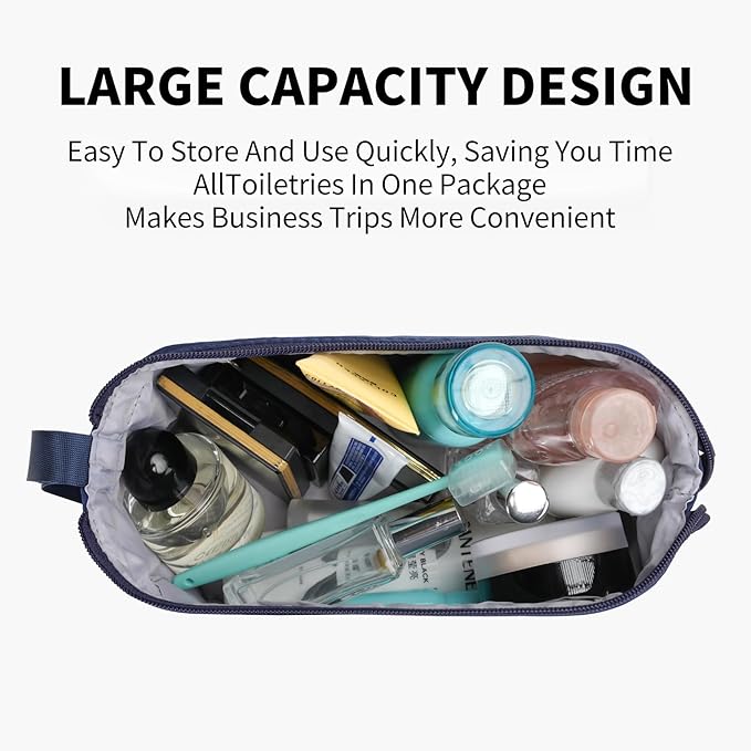 Hanging Travel Toiletry Bag for Women, Makeup Bag, Compact, sturdy, Lightweight, Waterproof, Simple and Practical, Functions As Both Cosmetic Organizer And Toiletry Bag (Woman, Navy Blue)