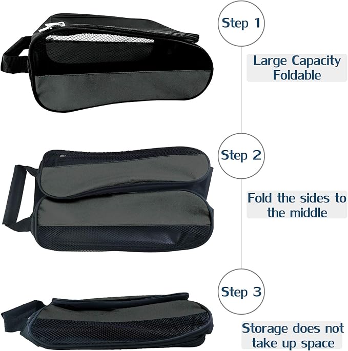 Golf Shoe Bag, Gray Golf Shoes Bags Men/Women Outdoor Zippered Carrier Bags with Ventilation Sport Shoes Bag Travel Shoe Bags (Grey)