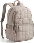 BAGSMART College Laptop Backpack, Travel Backpack for Women, Quilted Casual Daypack, Water-Resistant Bookbag for 15.6 Inch Laptop, Camel