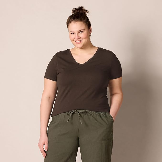 Amazon Essentials Women's Regular-Fit Short-Sleeve T-Shirt (Crewneck and V-Neck Options), Multipacks