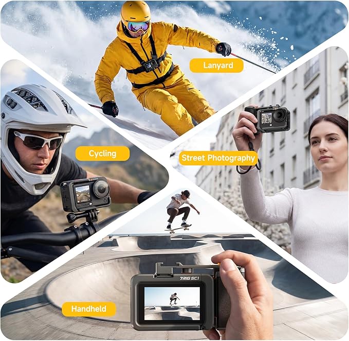 7RYMS 7RIG SC2 Street Grip Kit for DJI Osmo Action 6, Photography Handle Grip with Quick Release, Cold Shoe, Lens Cover, Wrist Strap, Grip Holder for Street Photography, Vlogging, Video Recording