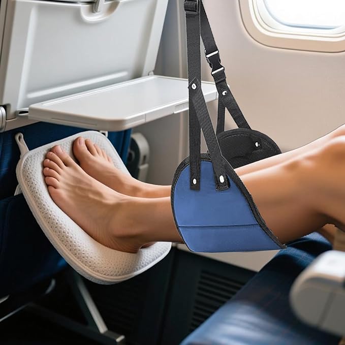 Ergonomic Airplane Foot Hammock with Memory Foam 1Pcs - Ultimate Comfort Foot Rest for Travel, Adjustable Strap, Relieves Foot Pain & Swelling, Portable Foot Sling Perfect for Long Flights kkmilamila