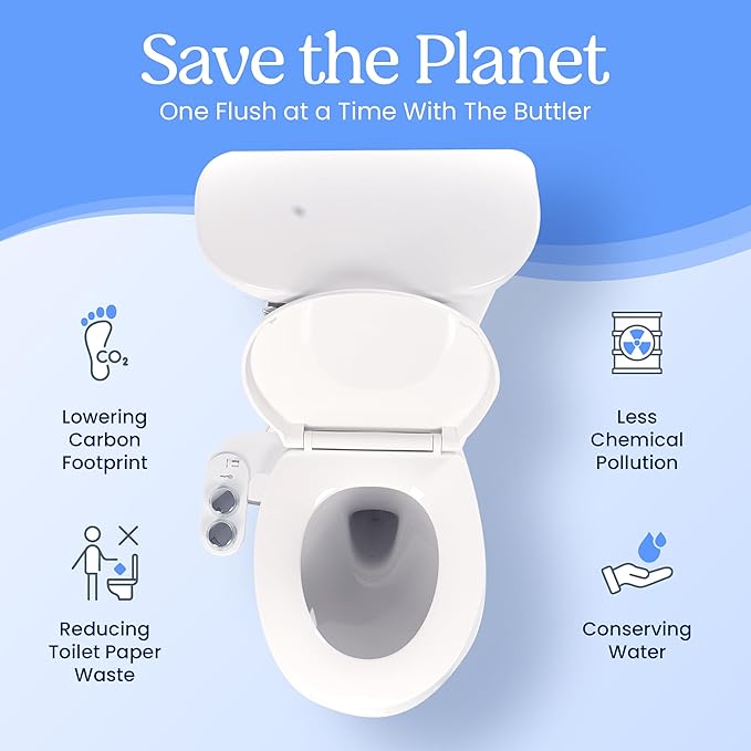 CLEAR REAR Bidet Attachment for Toilet Seat -Non-Electric with Self Cleaning Nozzles, Leak Proof Connectors, Adjustable Water Spray, Rear & Feminine Wash - Toilet Bidet Upgrades (Cold & Warm Water)