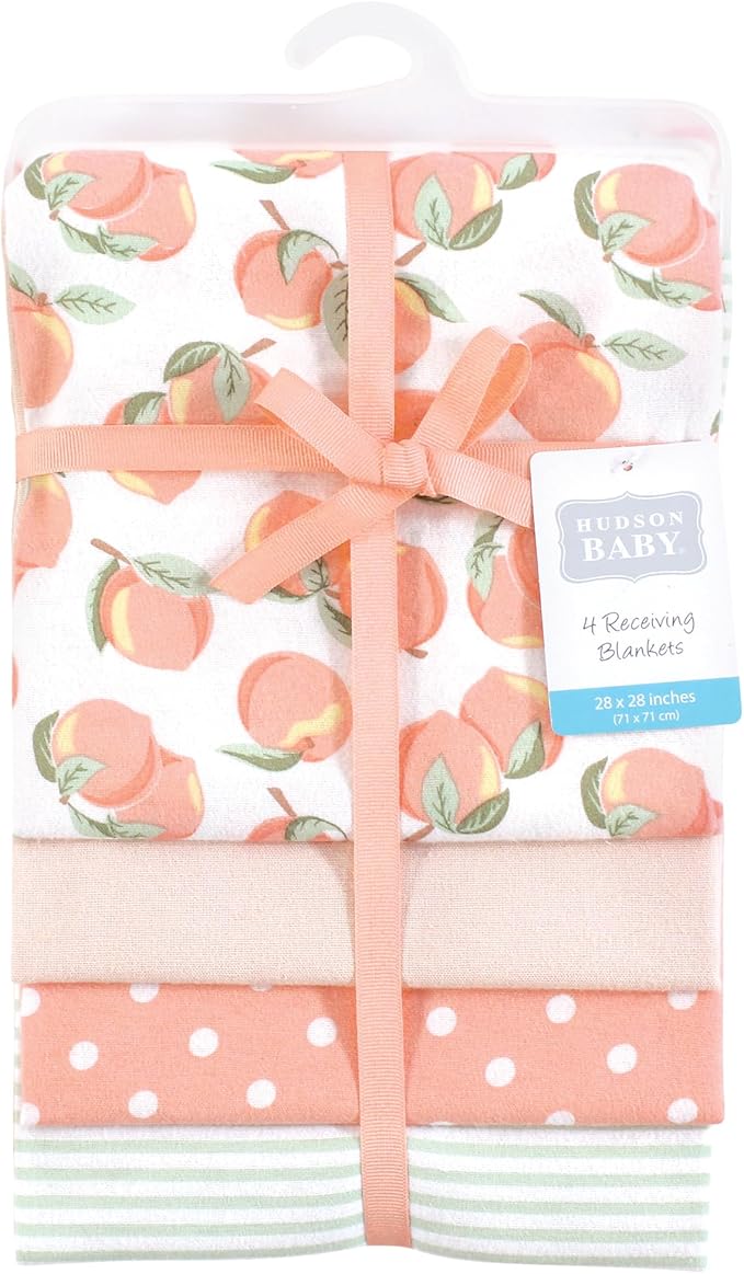 Hudson Baby Unisex Baby Cotton Flannel Receiving Blankets, Sweet Peach, One Size
