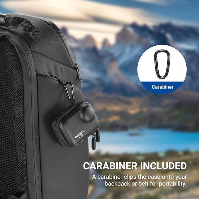 NEEWER Storage Case Compatible with Insta360 GO Ultra, Protective Portable Travel PU Hard Shell Carrying Bag with Mesh Pocket & Carabiner, Action Camera Accessories, AC042