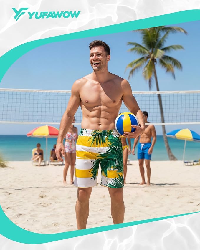 Men Swim Trunks 9 Inch with Mesh Lining Breathable Quick Dry Drawstring Pockets for Summer Beach Pool Board