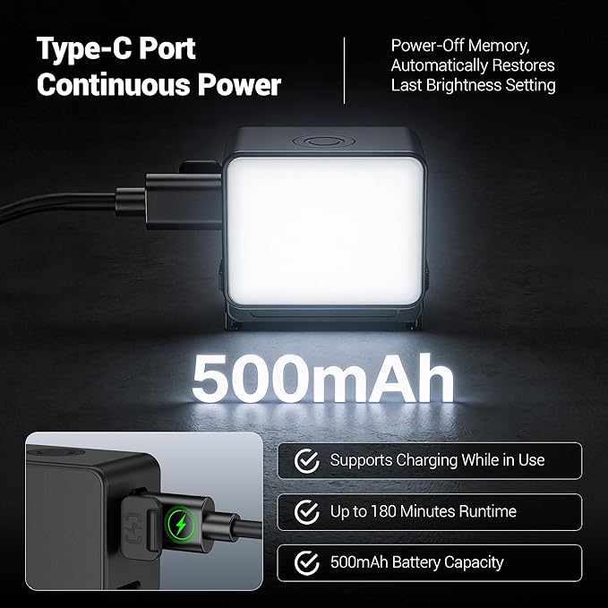 JJC Action 6 LED Light Magnetic Auxiliary Fill Light for DJI Osmo Nano & Action 6 Accessories, Rechargeable IPX5 Waterproof Mini Video Light, Action6 Accessories for Selfie Vlog Recording Lightweight