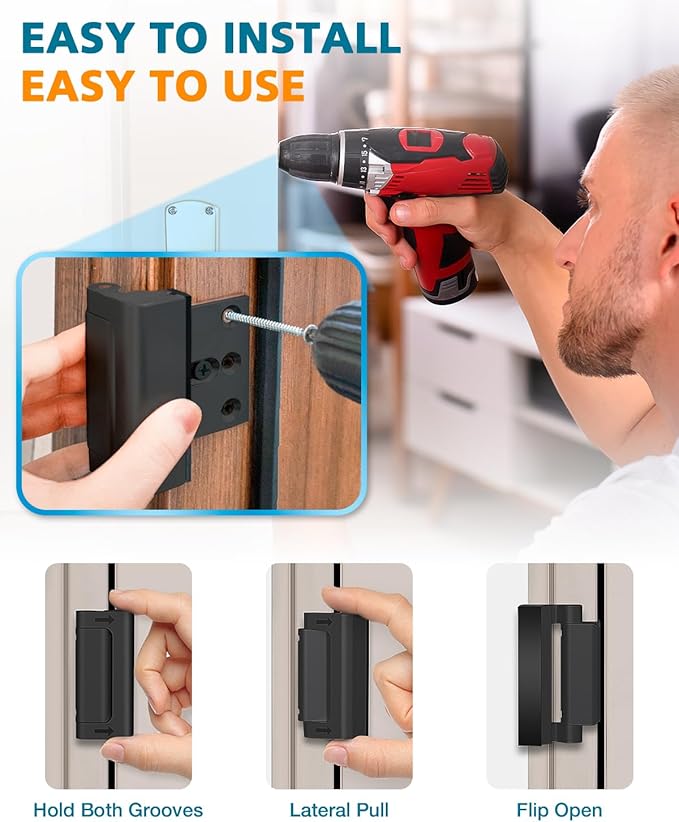 Home Security Door Lock Reinforcement - Door Locks for Kids Safety Child Proof Lock for Front Door Child Safety Lock Add Extra Withstands 800 lbs Deadbolt Door Latch to Guard Patio Apartment