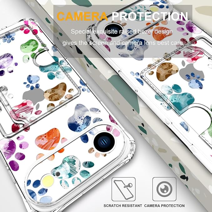 Compatible with iPhone 17 Air Case Card Holder for Women Cute Design,Wallet Phone Cases Transparent Cool Kawaii Protective (Clear Lovely Dogs Paws)