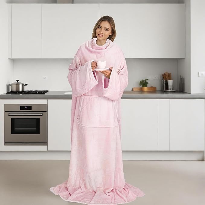 Catalonia Packable Travel Wearable Blanket Pillow with Sleeves for Adults, 2 in 1 Wearable Blanket with Pockets