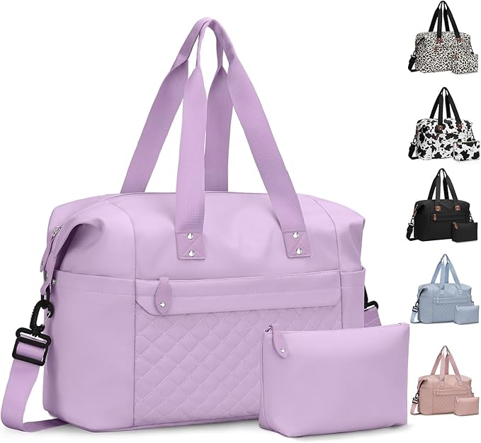 Pritent Travel Duffle Bag, Waterproof Weekender Overnight Hospital Bags for Women Men with Toiletry Bag Lightweight Carry on Personal Item Duffle Gym Bag for Travel, Airplanes, Sports