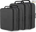 Compression Packing Cubes for Travel Essentials, 4 Set Expandable Travel Cubes for Packing Compression Bags Luggage Suitcase Organizer, Black