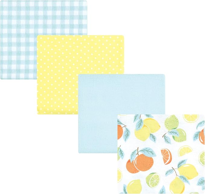 Hudson Baby Unisex Baby Cotton Flannel Receiving Blankets, Citrus Mint, One Size
