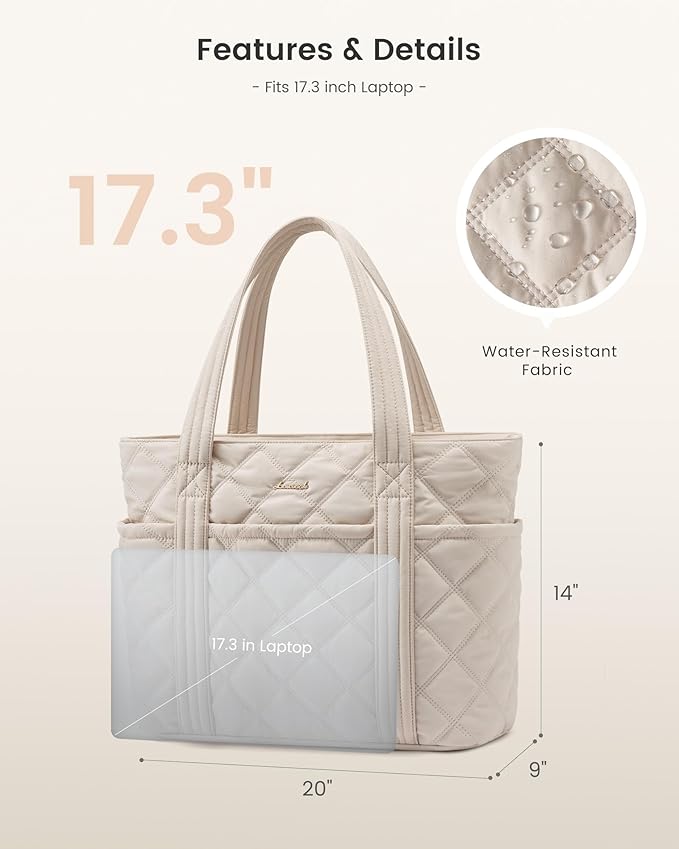 LOVEVOOK Puffer Tote Bag for Women, Puffy Work Handbag with Cup Holder, Travel Carry On Bag with Zipper for Teacher Nurse Gym