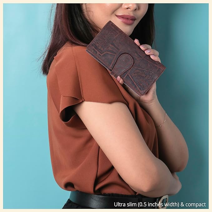 Real Leather Women Wallet Leather with RFID Blocking -Trifold Card Holder Designer Ladies Clutch with ID Window Wallets