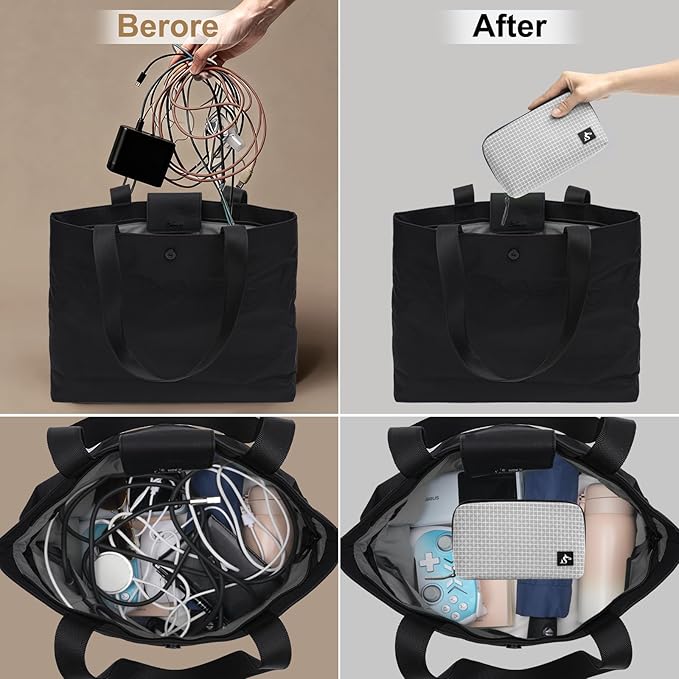 SIMTOP Cord Organizer Travel Small Tech Bag Pouch Case for Cords, Charger, Hard Drive, Power Bank – Water-Resistant Electronics Organizer, Small Portable Gadget Case for Travel