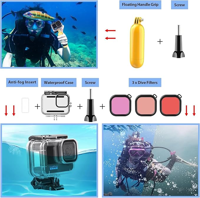 HONGDAK 70in1 Upgrade Action Camera Accessories Kit Compatible with GoPro Hero 13 12 11 10 9 8 7 6 5 4 Max 11 mini Insta360 X5 X4 X3 GO3 DJI Osmo Action 6 5Pro 4 3 AKASO Sony Sports DV