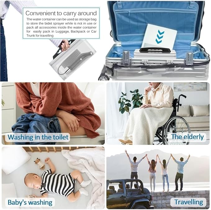 Portable Electric Bidet, Portable B-idet for Travel Rechargeable with 2.3L Water Tank, Mini Handheld High Pressure B-idet Sprayer P-ortable for Bathroom, RV Car Camping