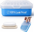 Leakproof Silicone Travel Soap Case: Compact Portable Bar Soap Case with Drainage Layer & Upgraded Lid - 2026 Travel Essentials for Camping, Gym, Shower & Carry-on Bags (Blue)