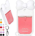 Silicone Bow Case Compatible with Touchland Hand Sanitizer Spray 1 oz (30 mL), Cute Holder with Keychain Clip, Gift for Girls
