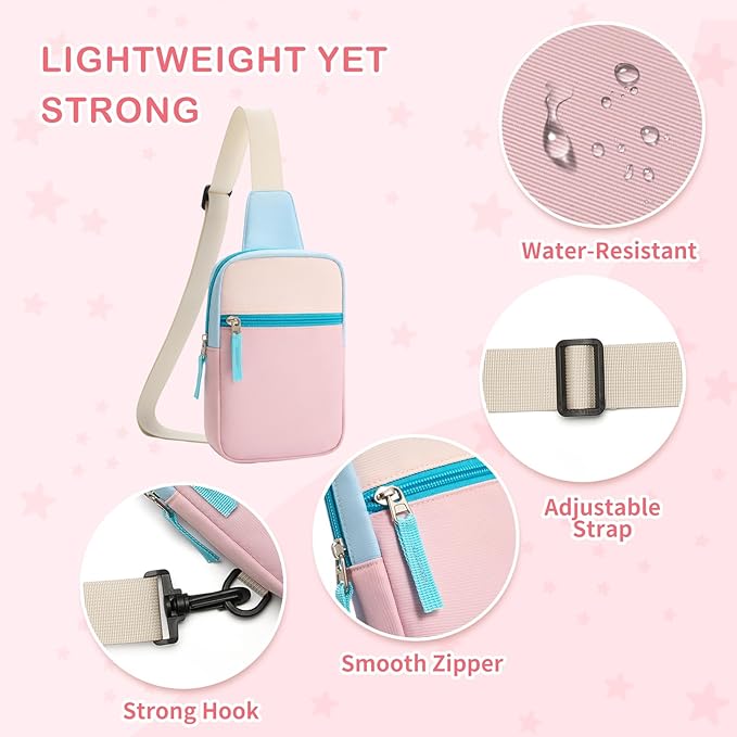 Graduation Mothers Day Gifts for Daughter Teen Girl Her, Fanny Pack Birthday Gifts for 8 9 10 11 12 Year Old Girls, Preppy Crossbody Bag, Adjustable Sling Bag Purse Trendy Stuff Kids Travel Essential
