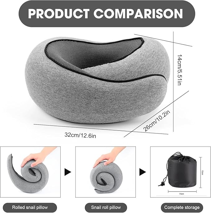 Travel Pillows for Airplanes, 360° Surround Support Memory Foam Airplane Neck Pillow, Comfortable Eye Masks and earplugs, Portable Washable Design for Long Flights, Car Rides & Road Trips