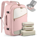 HOTOR Travel Backpack for Women – TSA-Friendly Travel Bag with Multiple Compartments & 3 Packing Cubes, Water-Resistant & Comfortable, Perfect for Travel Essentials, Pink, 17.3" x 13.0" x 7.9"
