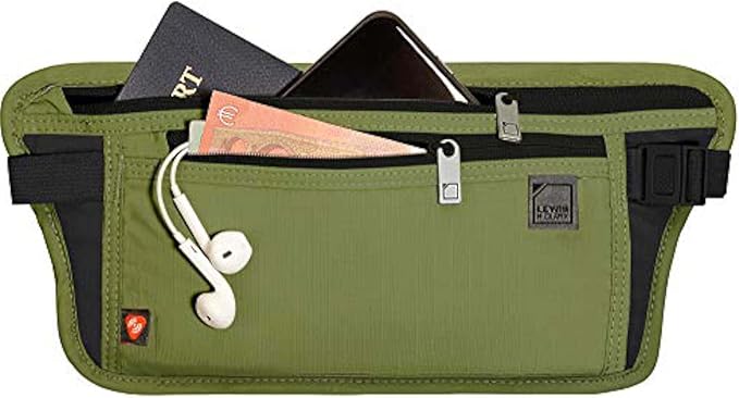 Lewis N. Clark Travel Money Belt Pouch, Slim RFID Blocking Anti Theft Waist Stash Pouches for Cash, Cards and Passport Holder