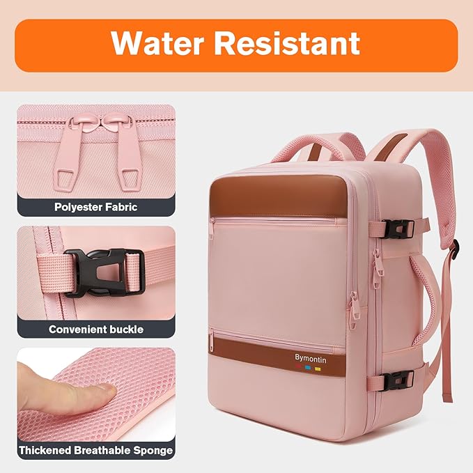 Smart Suitcase-style Laptop Backpack, 25L / 35L Practical Travel Bag for Work, Leisure & Flight, Luggage-Style Commuter Pack (Pink, 25L)