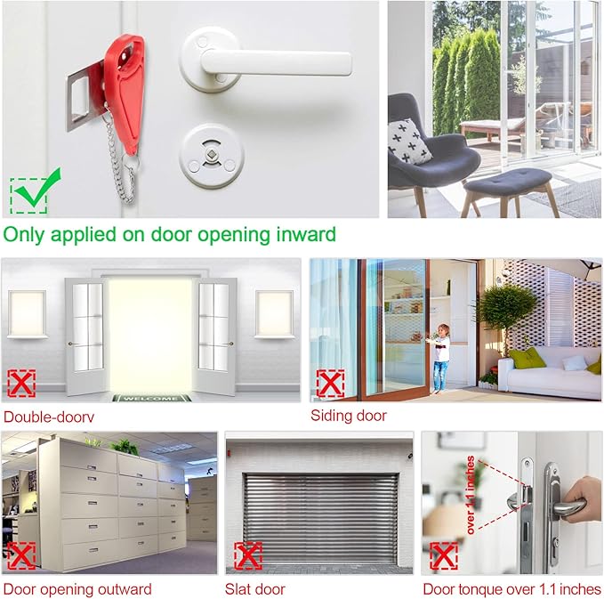 Portable Door Lock-2 Pack Solid Heavy Duty Extra Lock for Additional Privacy and Safety in Hotel,Apartment,and Prevent Unauthorized Entry in Traveling, AirBNB, Apartment and College