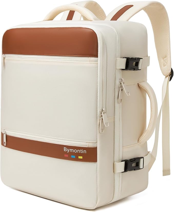 Practical Laptop Backpack, Next-Gen Bag for School Work Leisure & Travel, Luggage-Style Fashional Pack (Beige, 35L)