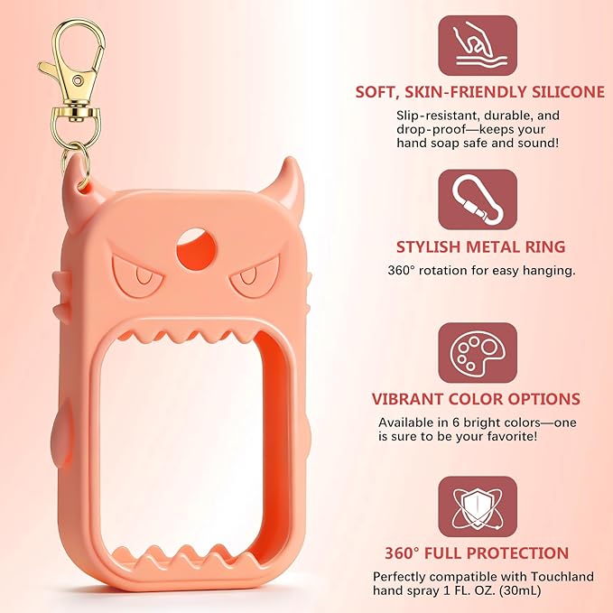 JAMIEWIN Spray Hand Sanitizer Case Compatible with Touchland Hand Sanitizer 1fl. Oz. Monster Silicone Case Holder Accessory