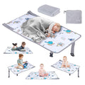 FUNSTAR Airplane seat Extender for Kids, Toddler Airplane Bed with Blanket, Airplane Travel Essentials, Durable and Comfortable Baby Portable Airplane Bed Flight Footbed (White).