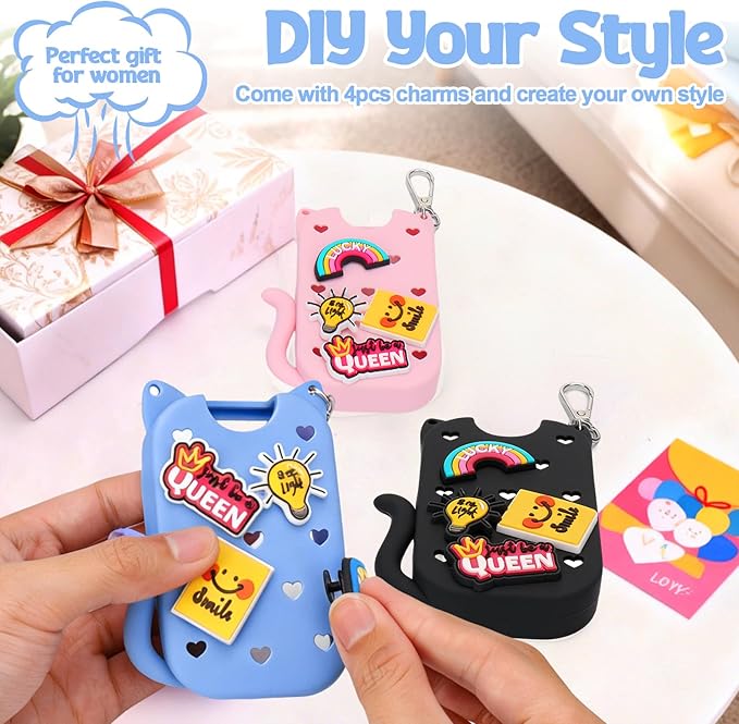 Mity rain Hand Sanitizer Spray Case Compatible With Touchland, Cute Silicone Hand Sanitizer Holder Keychain with 4 Charms, Portable Refillable Sanitizer Accessory, Gift for Women And Teens