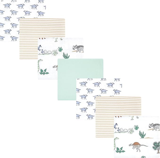 Hudson Baby Unisex Baby Cotton Flannel Receiving Blankets Bundle, Boy Dino World, One Size