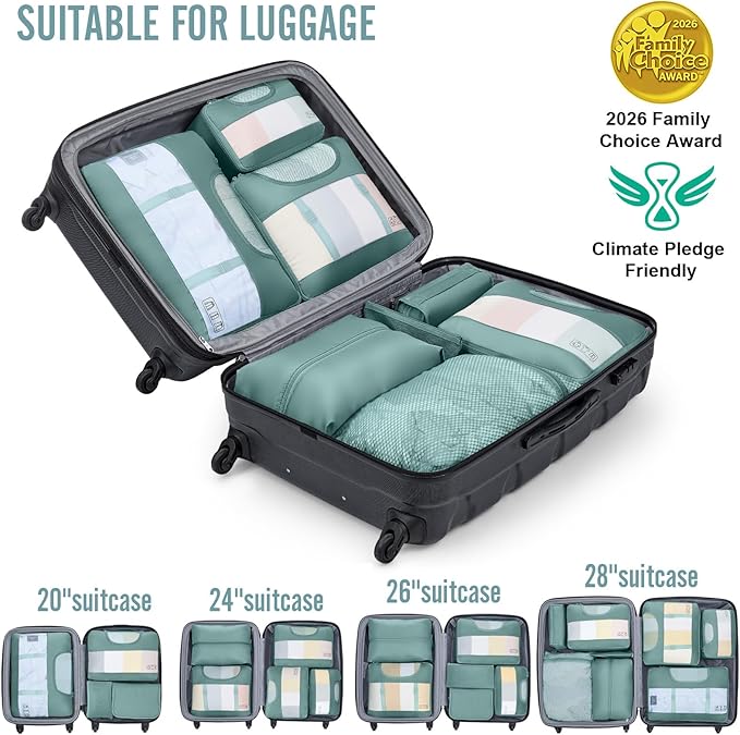 Veken 10 Set Packing Cubes for Travel Essentials, Suitcase Organizer Bags in 4 Sizes, Carry-On Luggage Accessories with Large Laundry Bag & Passport Holder, Must-Have for Airplane, Road Trip & Camping