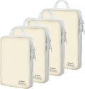 4 Set Compression Packing Cubes, Suitcase Organizer, Lightweight Travel Essentials, Compression Bags For Travel Accessories Luggage Storage Set (4 Pcs, Beige)