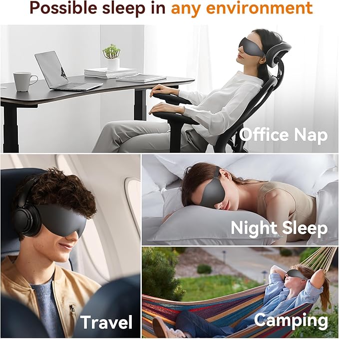 Sleep Mask, EVA BELLE Eye Mask for Men Women, Zero Pressure 3D Sleeping Mask, Cool Super Smooth Light Blocking Soft Eye Shade Cover Memory Foam, Lightweight for Home Travel Use