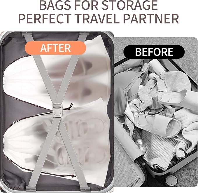 20 Pack Shoe Bags - 15.7" x 11.8" Clear Large Waterproof Portable Drawstring Shoe Storage Bags for Packing Travel Essentials