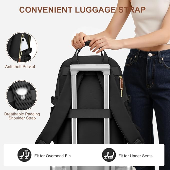 Laptop Backpack for Women Bag: 18 inch Backpacks with Pouch Pocket for Large Capacity Cup Travel Waterproof Bookbag Anti-theft College Casual Work Book Bags for Teacher Nurse Black Beige