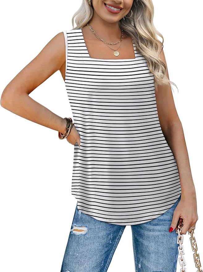 WIHOLL Women's Square Neck Tank Top