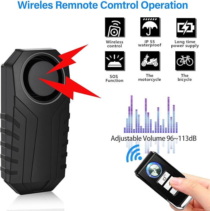 Bicycle Alarm System Anti Theft,USUPERINK Bike Alarms for Ebikes,113dB Bike Alarm,IP65 Waterproof,7 Levels of Sensitivity Adjustment,Suitable for Bicycles,Motorcycles,Electric Scooters,Ebike,10PK