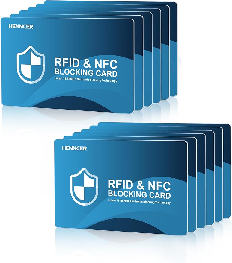 NEW RFID Blocking Card, 12 Pack Fuss Protection for Entire Wallet Shield, Credit Card Protector NFC Bank Debit Blocker, Identity Theft Prevention for Passport Travel Security (12, Blue)