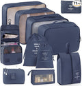 Anjing 11 PCS Packing Cubes for Suitcases Carry on, Space-Saving Travel Luggage Packing Organizers for Travel Essentials, Water-Resistant Luggage Suitcase Organizer Bags Set, Navy Blue