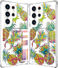 Compatible with Samsung Galaxy S24 Ultra Case Card Holder for Women Cute Design,Wallet Phone Cases Transparent Cool Kawaii Protective (Clear Pineapple Fruit Tropical)