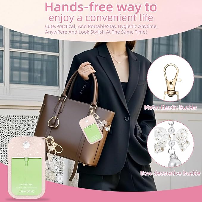 Silicone Case Compatible with Touchland Hand Sanitizer Spray Mist 1 oz with Bow Keychain