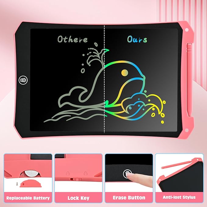 LCD Writing Tablet, 2 Pack Toddler Kids Toys, 10 Inch Doodle Board Drawing Pad, Travel Essentials Kids Games, Back to School Supplies Toys Birthday Gifts for Girls Boys Age 3-8